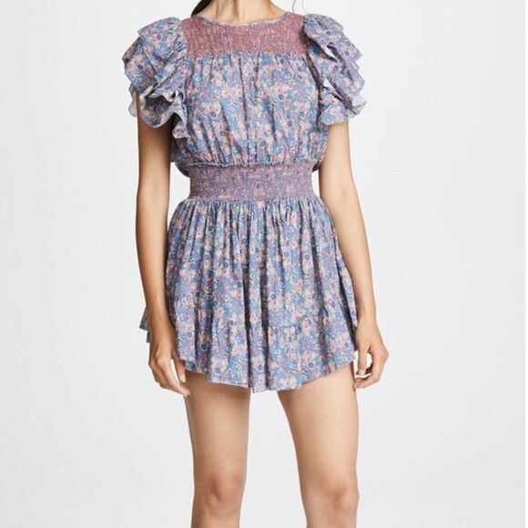 LoveShackFancy Marcella Ruffle Sleeve Floral Mini Dress - Picture 5 of 13